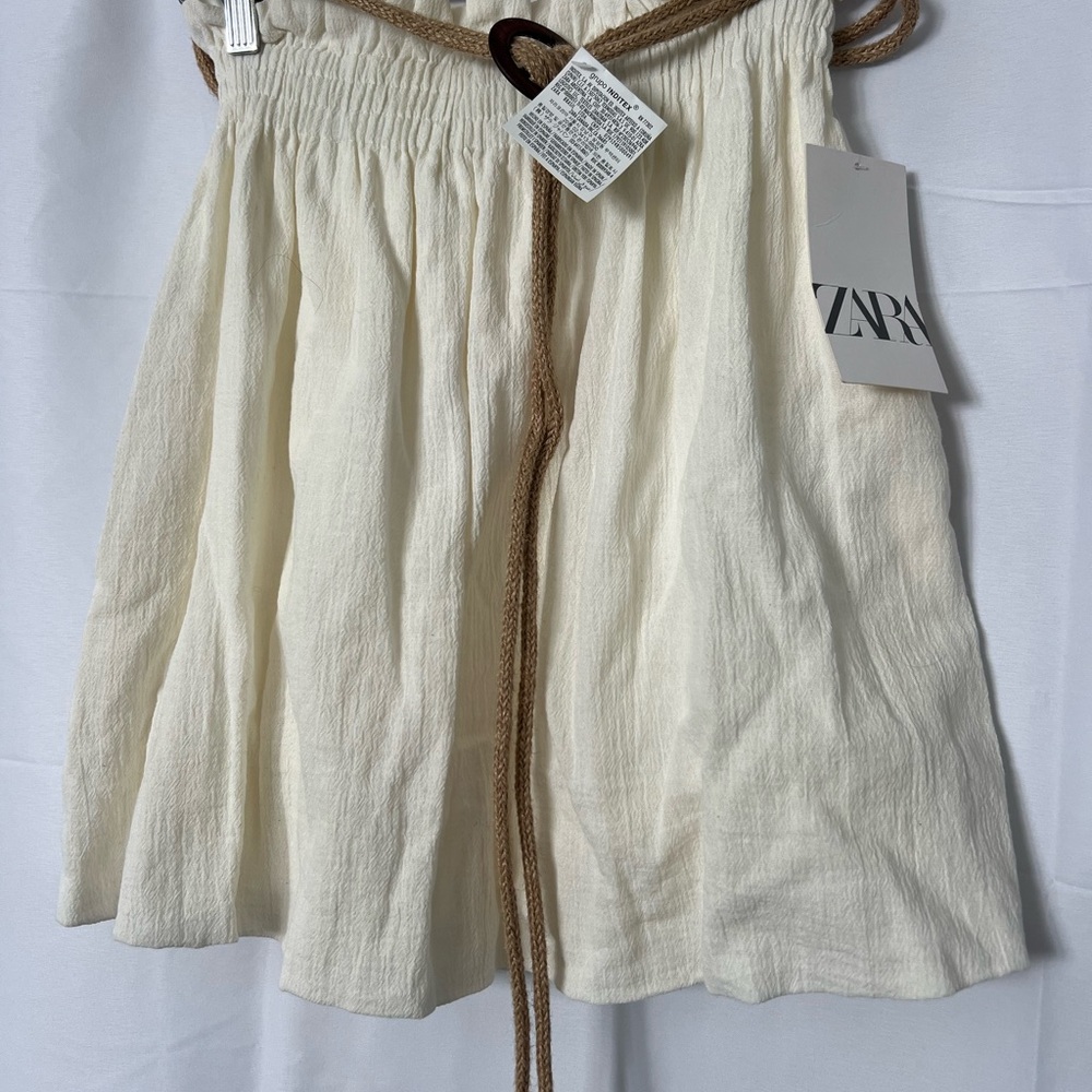 ❌ SOLD Zara Ivory Skirt with Tan Cord